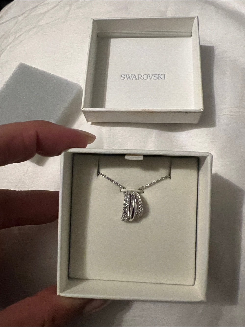 Swarovski Silver Crystal Hyperbola Ring Pendant Necklace